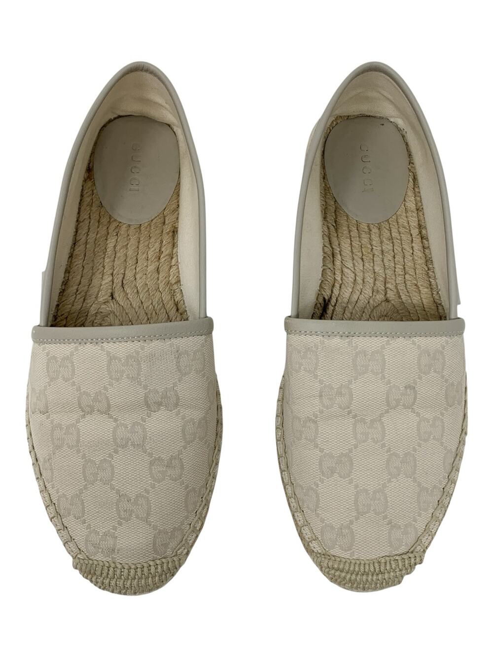 Gucci GG Supreme Monogram Canvas Espadrille Flats Cream Beige EU 37.5